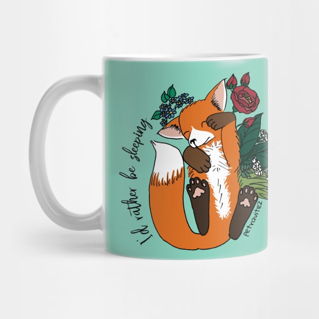 I'd rather be sleeping - cute fox napping by Petra Vitez